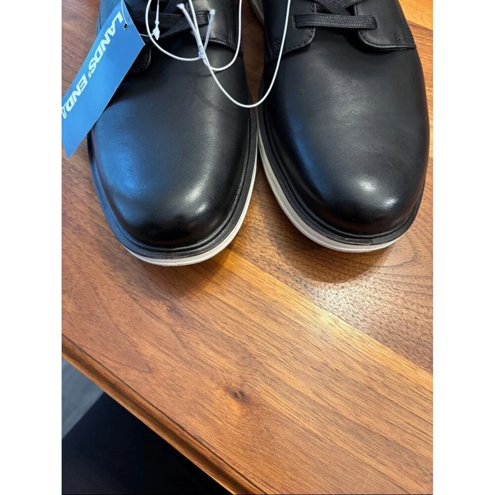 NIB New Lands’ End Black White Sport Oxford Size 12